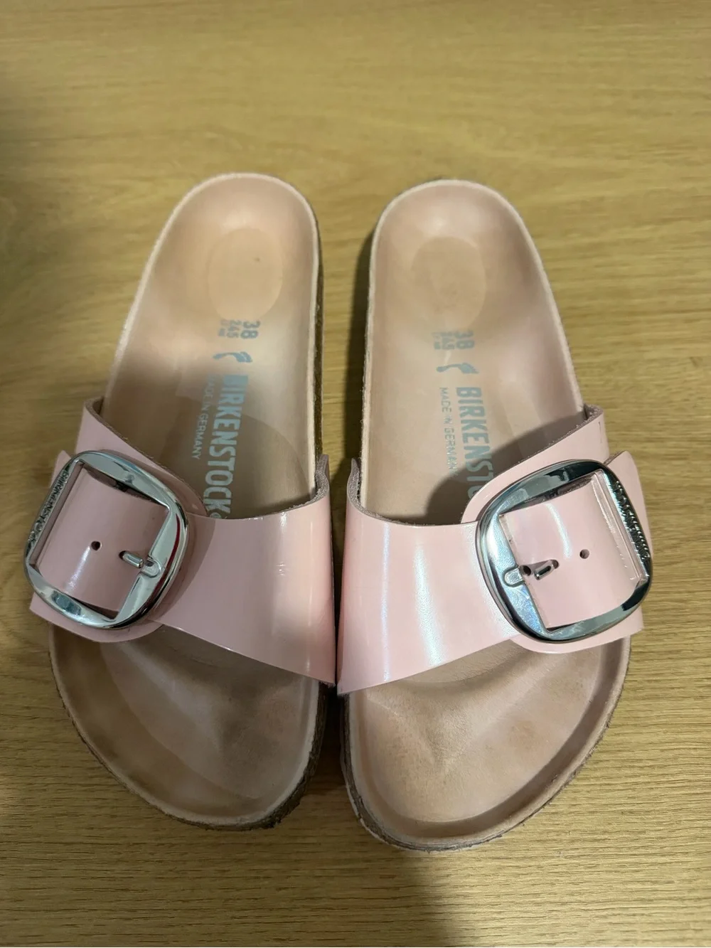 Birkenstock Madrid Patent Leather Slide Sandals - Blush Pink